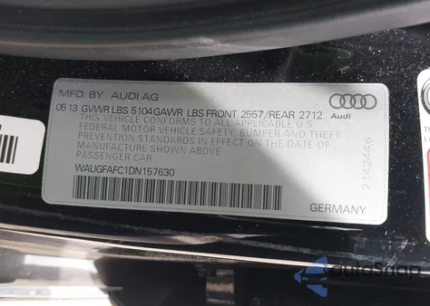 2013 Audi A6 2.0T Premium из США, поврежденный, VIN WAUGFAFC1DN157630